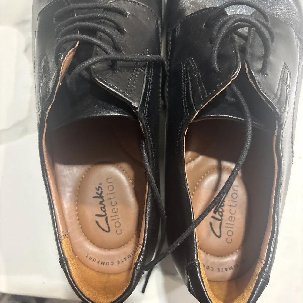 Clarks Whiddon Cap Mens Black Leather Cap Toe Oxford Dress Shoes Size 12 M